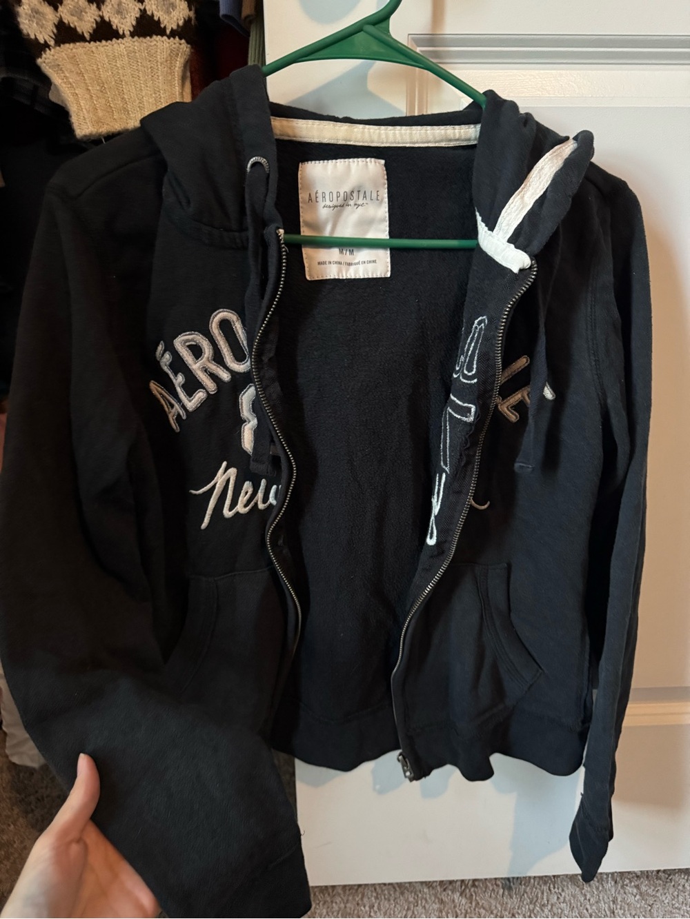 Aeropostale Black Zip-Up Hoodie Jacket